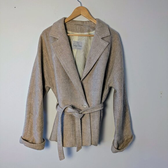 Surrey Classics Jackets & Blazers - Wool Tan Cream VINTAGE coat 70s XL